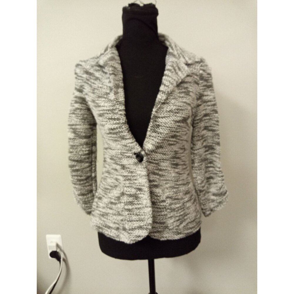 Women's About A Girl White and Black Single Button Blazer Jacket Size M